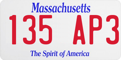 MA license plate 135AP3