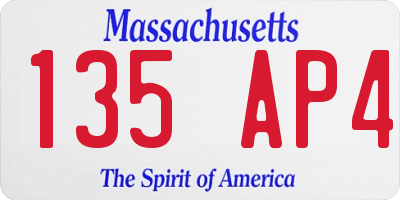MA license plate 135AP4