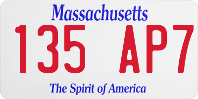 MA license plate 135AP7