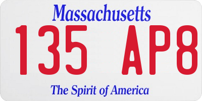 MA license plate 135AP8