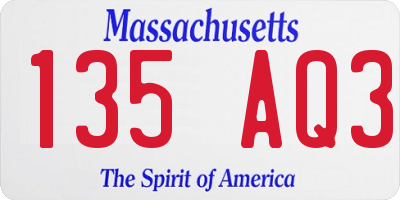 MA license plate 135AQ3