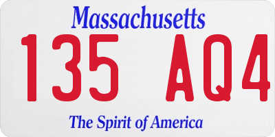 MA license plate 135AQ4
