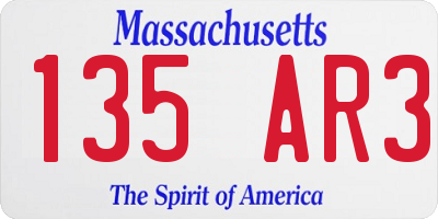 MA license plate 135AR3