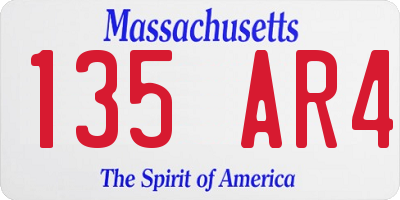 MA license plate 135AR4