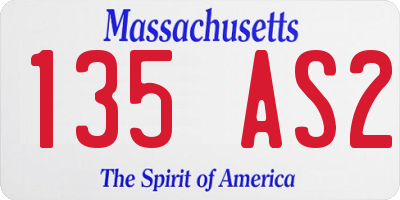 MA license plate 135AS2
