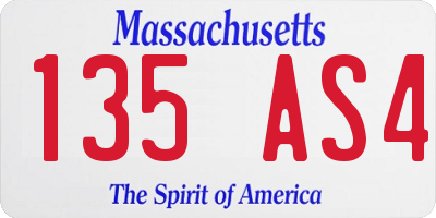 MA license plate 135AS4