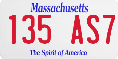 MA license plate 135AS7