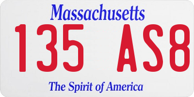 MA license plate 135AS8