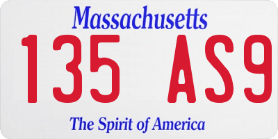 MA license plate 135AS9