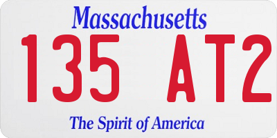 MA license plate 135AT2