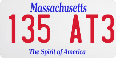 MA license plate 135AT3