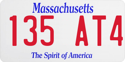 MA license plate 135AT4