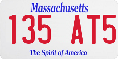 MA license plate 135AT5