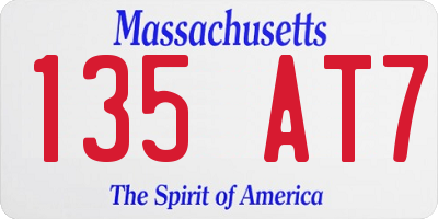 MA license plate 135AT7