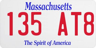 MA license plate 135AT8