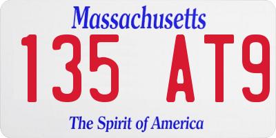 MA license plate 135AT9