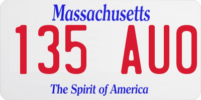 MA license plate 135AU0