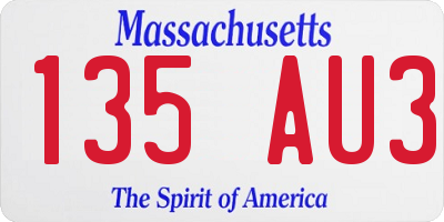 MA license plate 135AU3