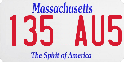 MA license plate 135AU5