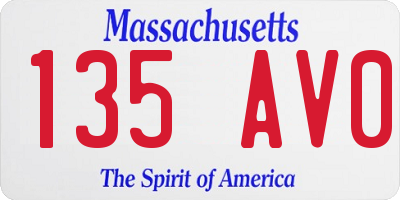 MA license plate 135AV0