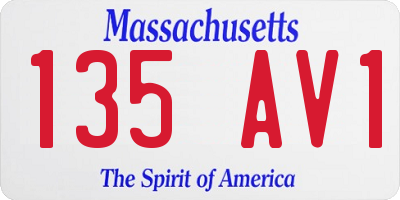 MA license plate 135AV1