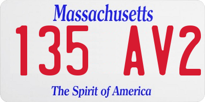 MA license plate 135AV2