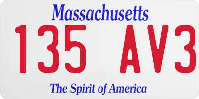 MA license plate 135AV3