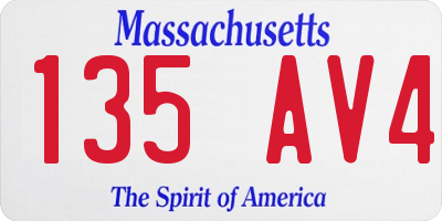 MA license plate 135AV4