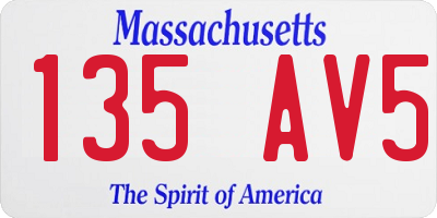 MA license plate 135AV5