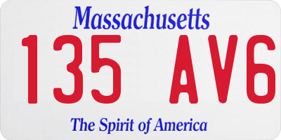 MA license plate 135AV6
