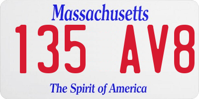 MA license plate 135AV8