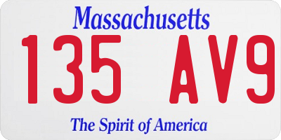 MA license plate 135AV9