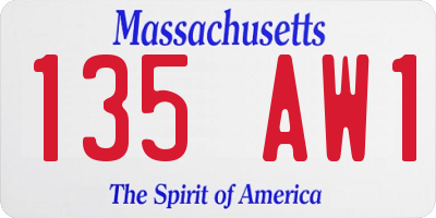 MA license plate 135AW1