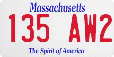MA license plate 135AW2