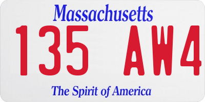 MA license plate 135AW4