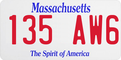 MA license plate 135AW6