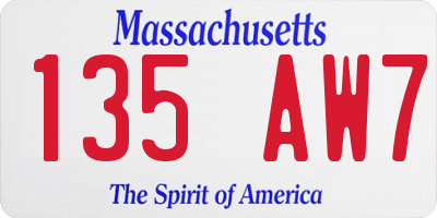 MA license plate 135AW7