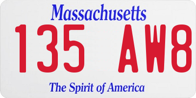 MA license plate 135AW8
