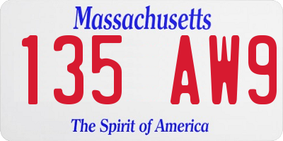 MA license plate 135AW9