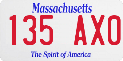 MA license plate 135AX0