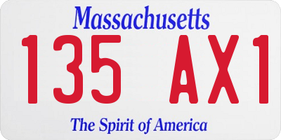 MA license plate 135AX1