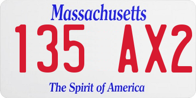 MA license plate 135AX2
