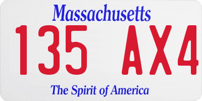 MA license plate 135AX4