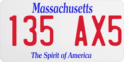 MA license plate 135AX5