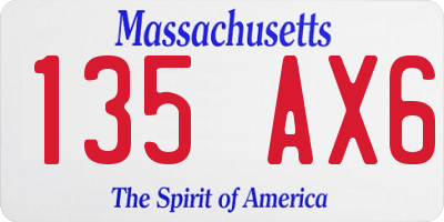 MA license plate 135AX6