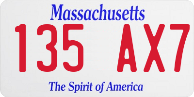 MA license plate 135AX7