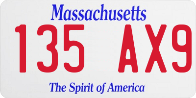 MA license plate 135AX9