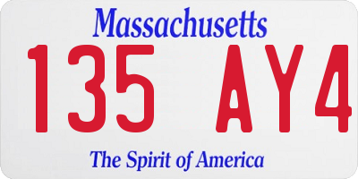 MA license plate 135AY4