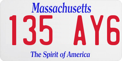 MA license plate 135AY6