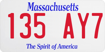 MA license plate 135AY7